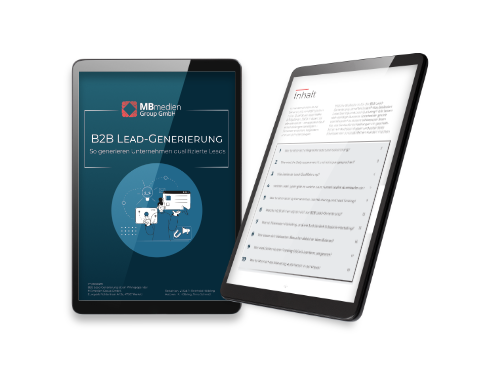 Whitepaper B2B Leadgenerierung, dargestellt auf einem Tablet