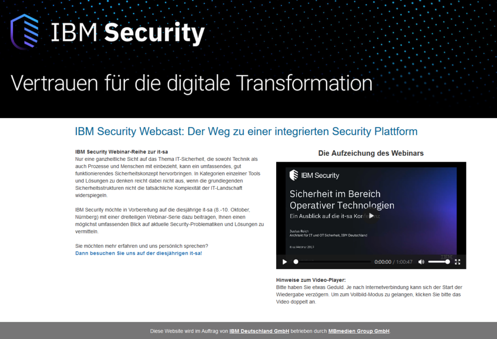 IBM Security Webcast: Der Weg zu einer integrierten Security Plattform