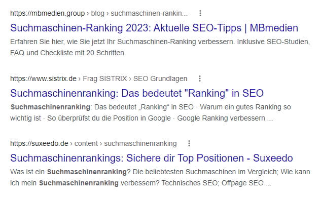 Google-Suche suchmaschinen ranking